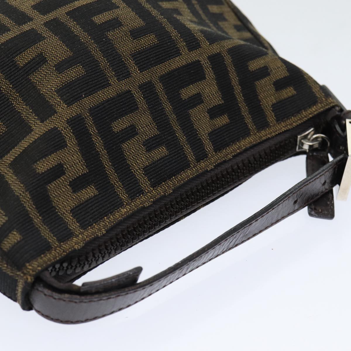 FENDI Zucca Canvas Hand Bag Brown Auth am6678