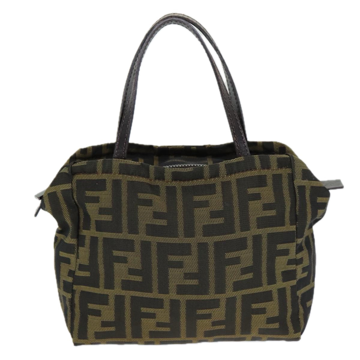 FENDI Zucca Canvas Hand Bag Brown 2415 8N000 Auth am6679