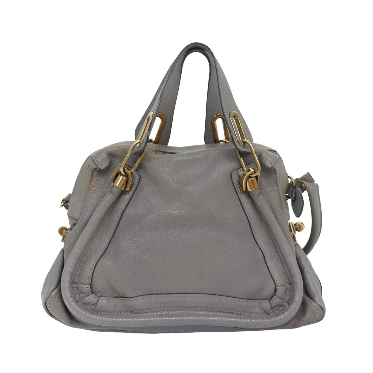 Chloe Paraty Hand Bag Leather 2way Gray Auth am6680