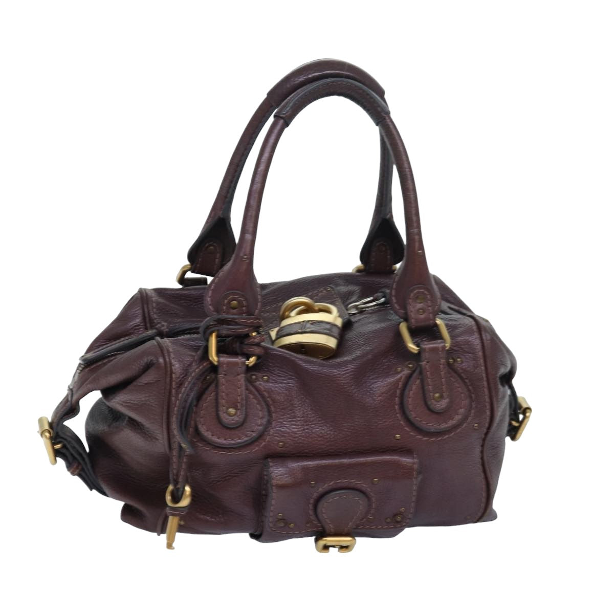 Chloe Paddington Hand Bag Leather Brown Auth am6690