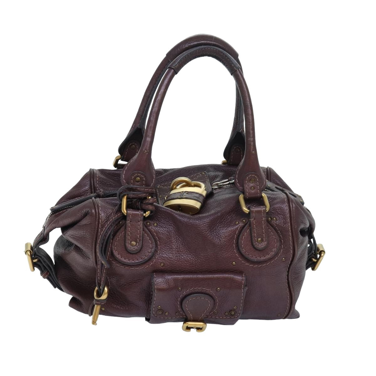 Chloe Paddington Hand Bag Leather Brown Auth am6690