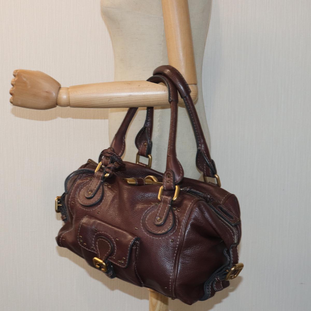 Chloe Paddington Hand Bag Leather Brown Auth am6690