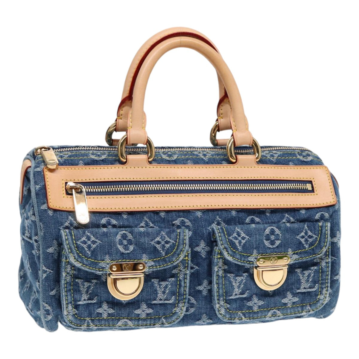 LOUIS VUITTON Monogram Denim Neo Speedy Hand Bag Blue M95019 LV Auth am6691S