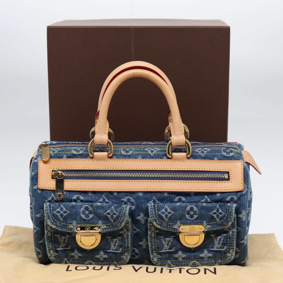 LOUIS VUITTON Monogram Denim Neo Speedy Hand Bag Blue M95019 LV Auth am6691S