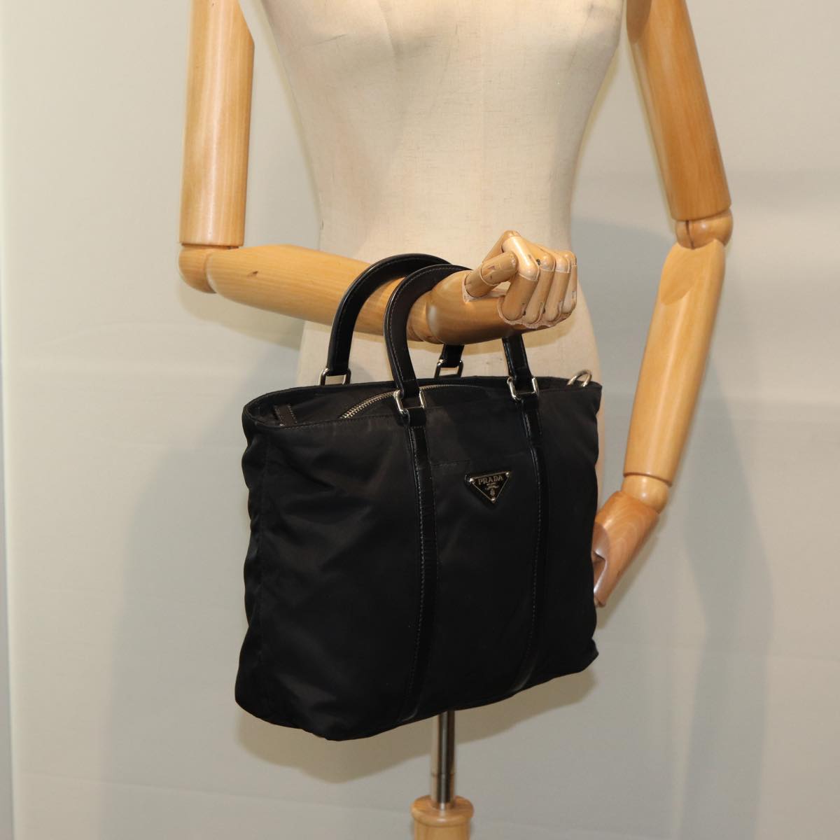 PRADA Hand Bag Nylon Black Auth am6693