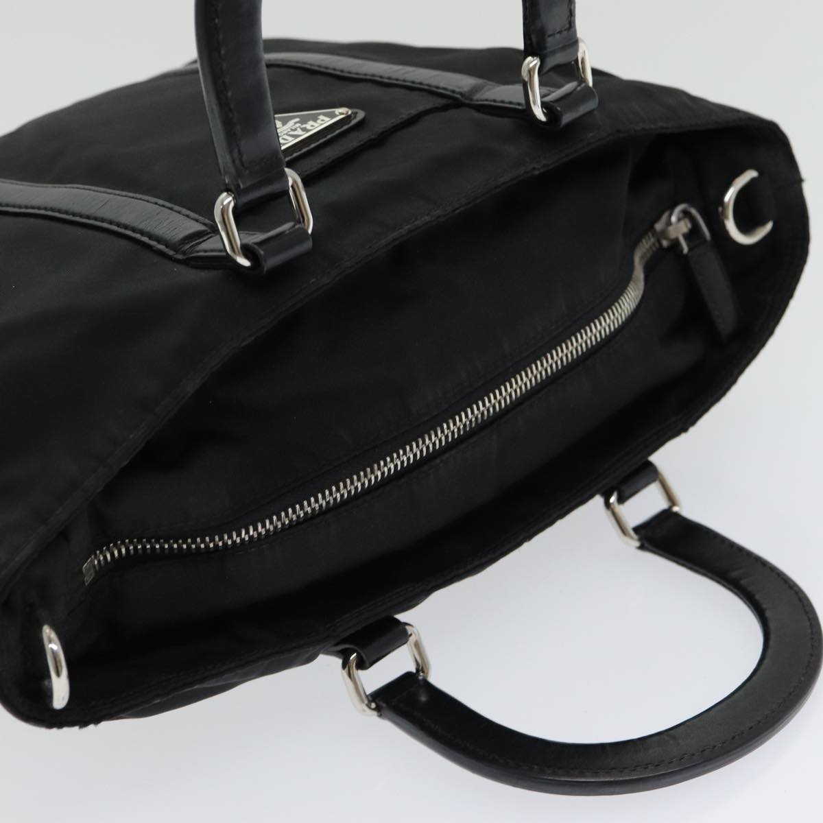 PRADA Hand Bag Nylon Black Auth am6693