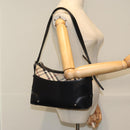BURBERRY Nova Check Shoulder Bag Nylon Black Beige Auth am6696-21