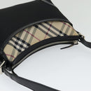 BURBERRY Nova Check Shoulder Bag Nylon Black Beige Auth am6696-6