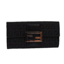 FENDI Zucchino Canvas Long Wallet Brown Auth am6703-1