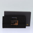 FENDI Zucchino Canvas Long Wallet Brown Auth am6703-12