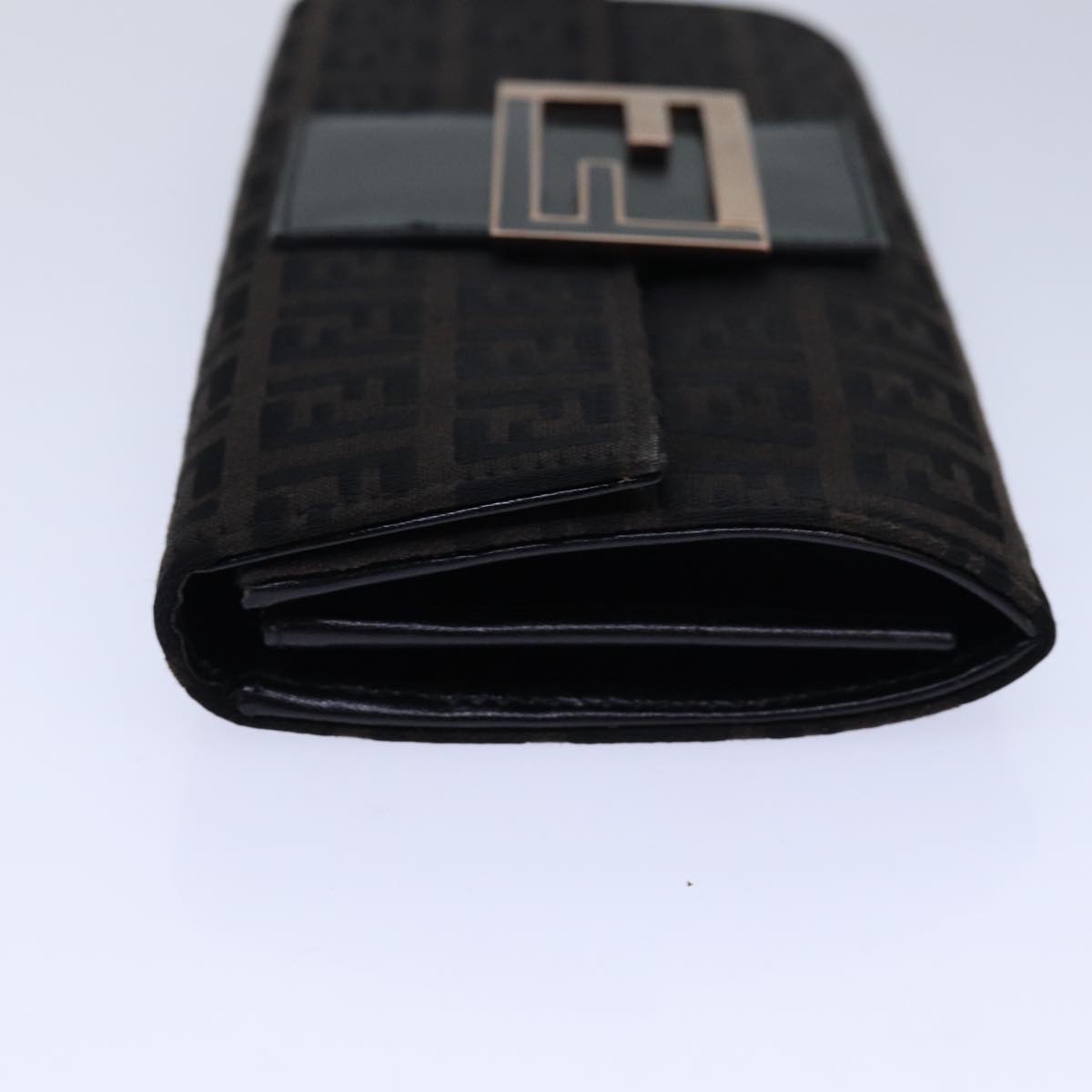 FENDI Zucchino Canvas Long Wallet Brown Auth am6703