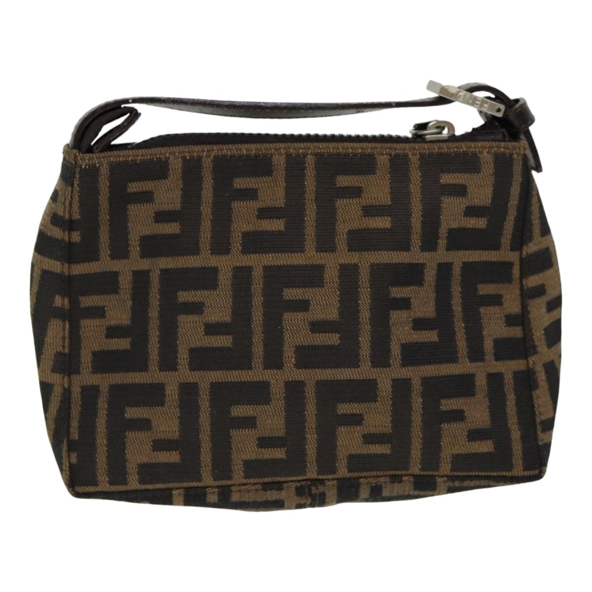 FENDI Zucca Canvas Hand Bag Brown Black Auth am6704 - 0