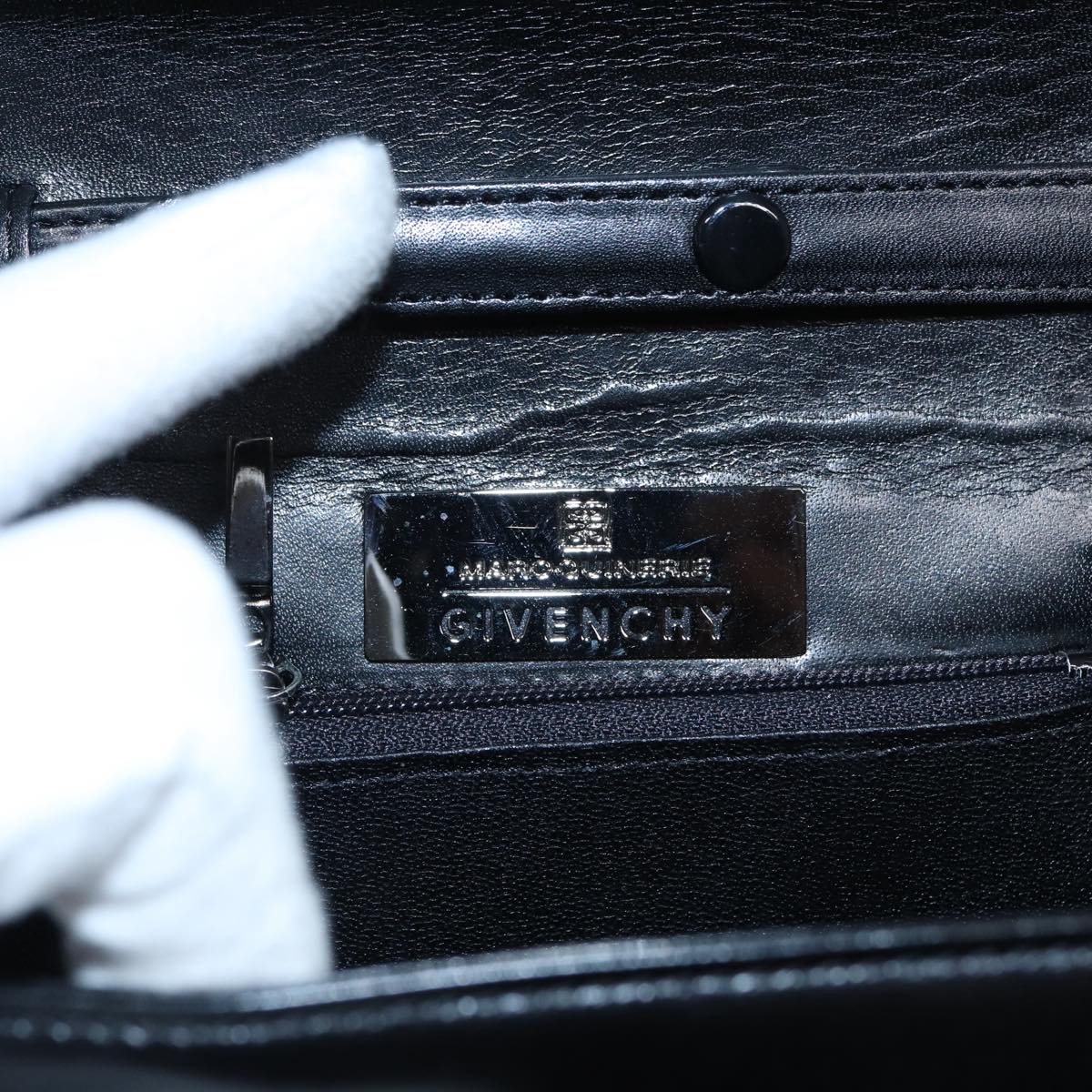 GIVENCHY Hand Bag Leather Black Auth am6709