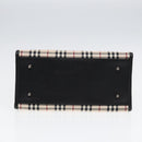 BURBERRY Nova Check Hand Bag Canvas Beige Black Auth am6710-5