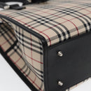BURBERRY Nova Check Hand Bag Canvas Beige Black Auth am6710-15