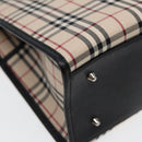 BURBERRY Nova Check Hand Bag Canvas Beige Black Auth am6710-17