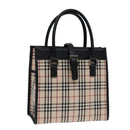 BURBERRY Nova Check Hand Bag Canvas Beige Black Auth am6710-1