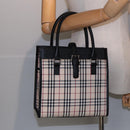 BURBERRY Nova Check Hand Bag Canvas Beige Black Auth am6710-23
