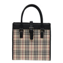BURBERRY Nova Check Hand Bag Canvas Beige Black Auth am6710-13