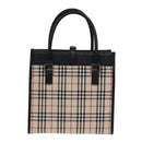 BURBERRY Nova Check Hand Bag Canvas Beige Black Auth am6710-2