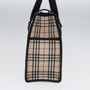 BURBERRY Nova Check Hand Bag Canvas Beige Black Auth am6710-3