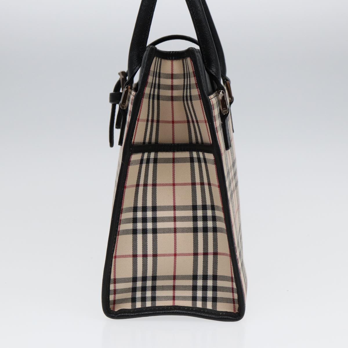 BURBERRY Nova Check Hand Bag Canvas Beige Black Auth am6710