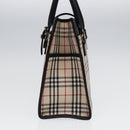 BURBERRY Nova Check Hand Bag Canvas Beige Black Auth am6710-4