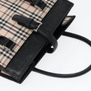 BURBERRY Nova Check Hand Bag Canvas Beige Black Auth am6710-6