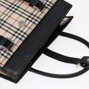 BURBERRY Nova Check Hand Bag Canvas Beige Black Auth am6710-7