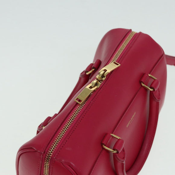 SAINT LAURENT Baby Duffel Hand Bag Leather 2way Red Auth am6711