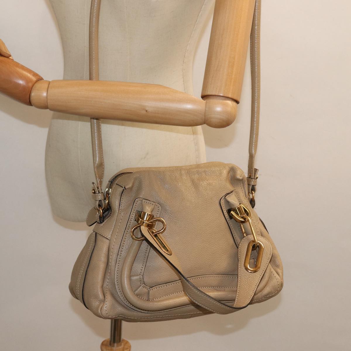 Chloe Hand Bag Leather 2way Beige Auth am6723