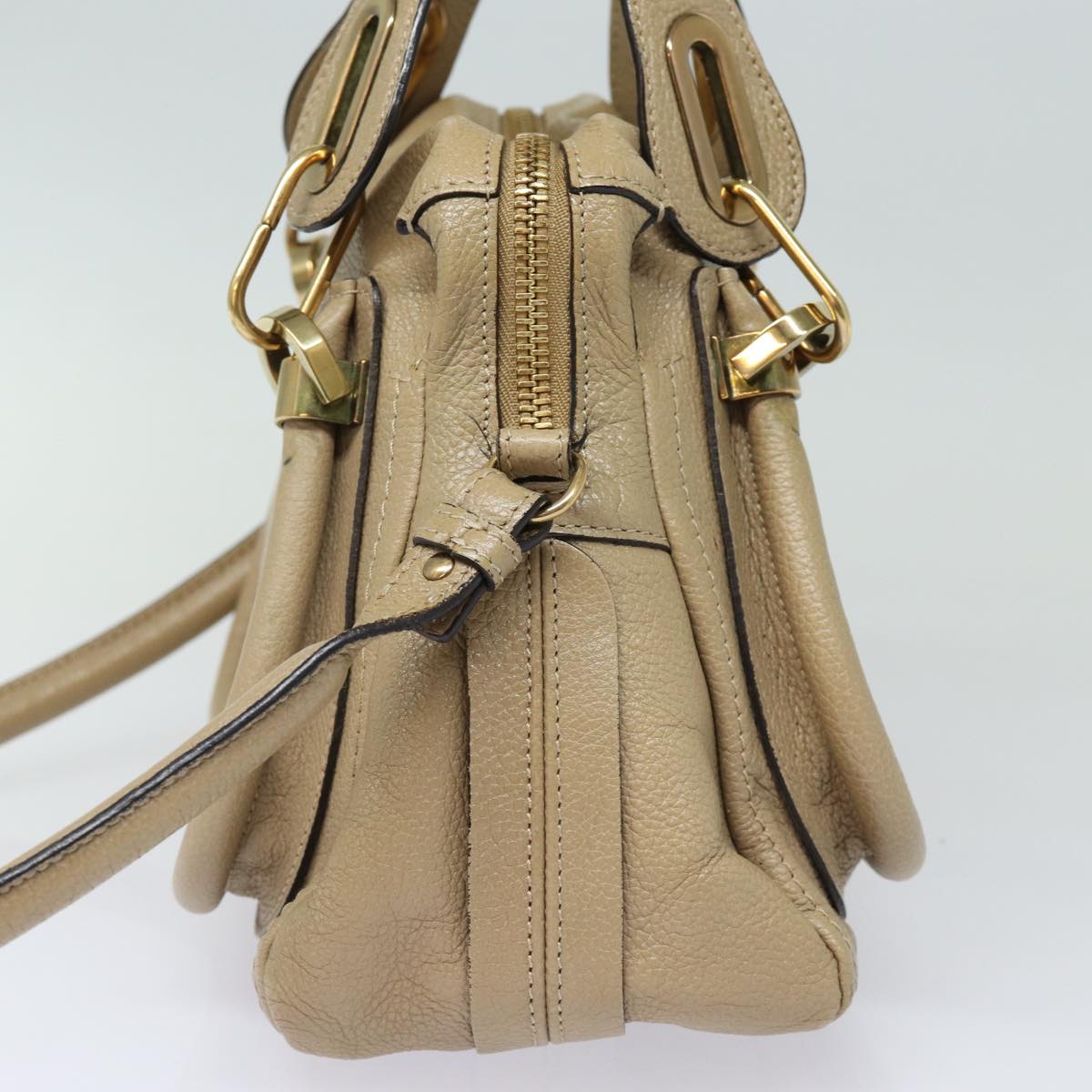 Chloe Hand Bag Leather 2way Beige Auth am6723