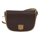 CELINE Macadam Canvas Shoulder Bag PVC Leather Brown Gold Auth am6745-13