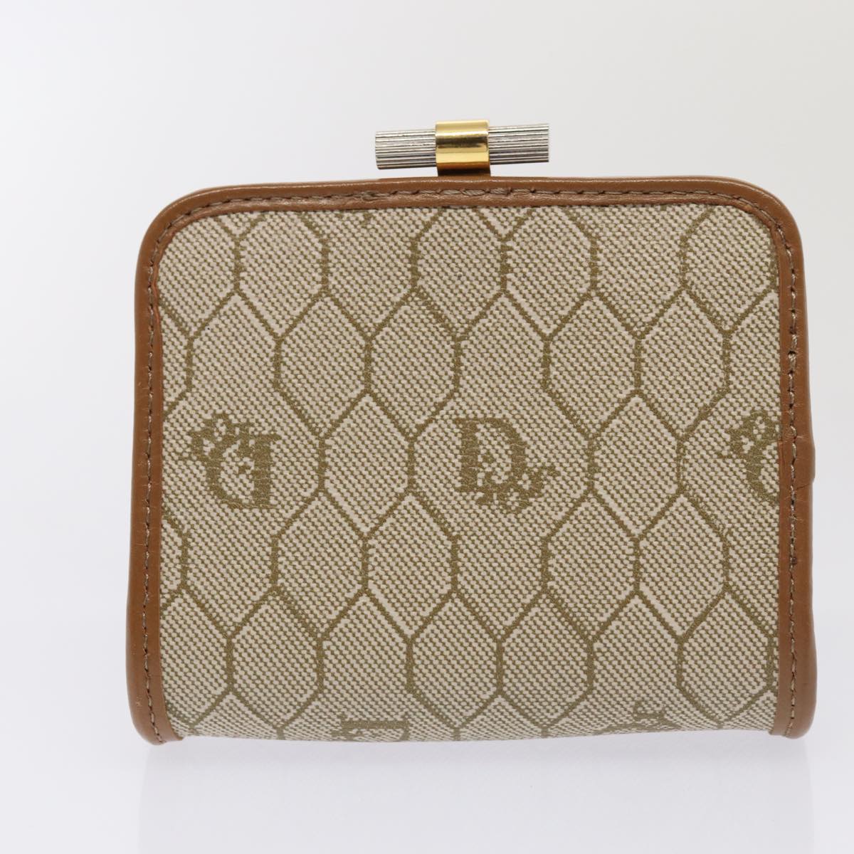 Christian Dior Trotter Honeycomb Canvas Wallet 2Set Brown Beige Auth am6749