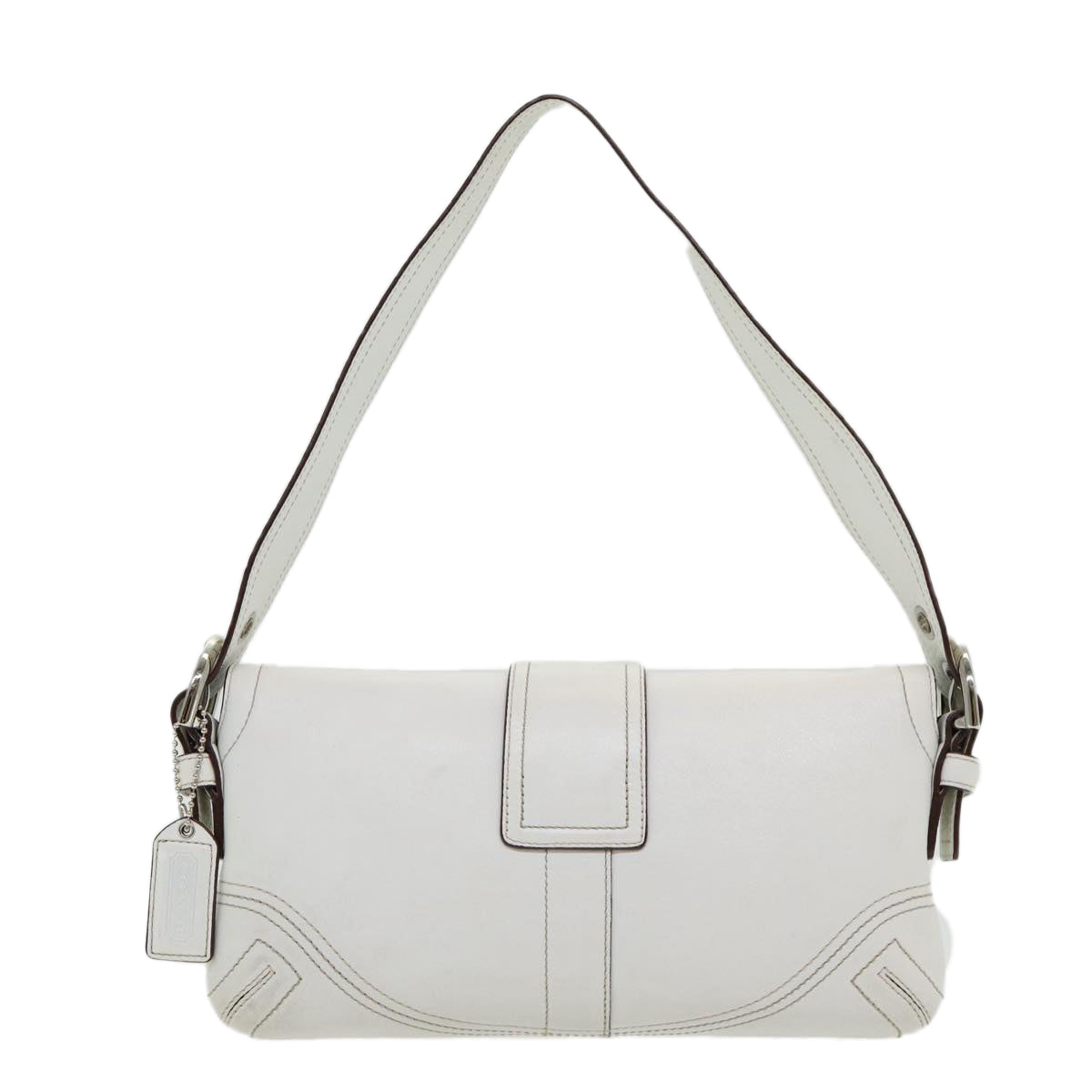 Coach Hand Bag Leather White Silver Auth am6750 - 0