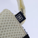 CHANEL Sports Sun Visor Cotton White Silver CC Auth am6754-13