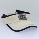 CHANEL Sports Sun Visor Cotton White Silver CC Auth am6754-2