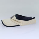 CHANEL Sports Sun Visor Cotton White Silver CC Auth am6754-5