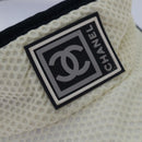 CHANEL Sports Sun Visor Cotton White Silver CC Auth am6754-7