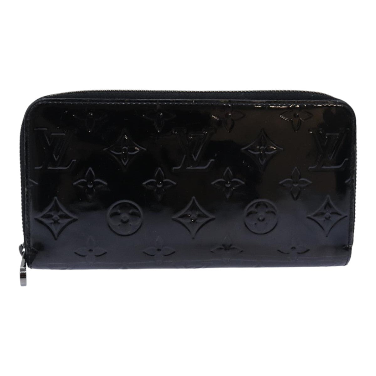 LOUIS VUITTON Vernis Zippy Wallet Long Wallet Noir Manetic M90075 LV Auth am6756