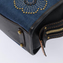 Coach Tea Rose Rogue 25 Hand Bag Denim 2way Blue Gold Auth am6757-15