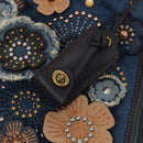 Coach Tea Rose Rogue 25 Hand Bag Denim 2way Blue Gold Auth am6757-17