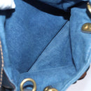 Coach Tea Rose Rogue 25 Hand Bag Denim 2way Blue Gold Auth am6757-23