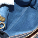 Coach Tea Rose Rogue 25 Hand Bag Denim 2way Blue Gold Auth am6757-24