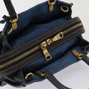 Coach Tea Rose Rogue 25 Hand Bag Denim 2way Blue Gold Auth am6757-6
