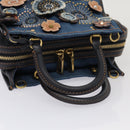Coach Tea Rose Rogue 25 Hand Bag Denim 2way Blue Gold Auth am6757-7