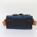 Coach Tea Rose Rogue 25 Hand Bag Denim 2way Blue Gold Auth am6757-5