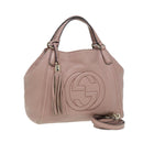 GUCCI Soho Hand Bag Leather 2way Gold Pink 336751 Auth am6760-1