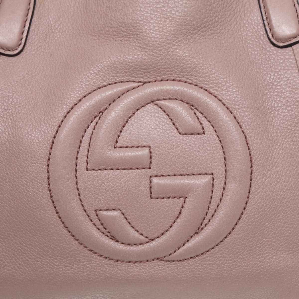 GUCCI Soho Hand Bag Leather 2way Gold Pink 336751 Auth am6760