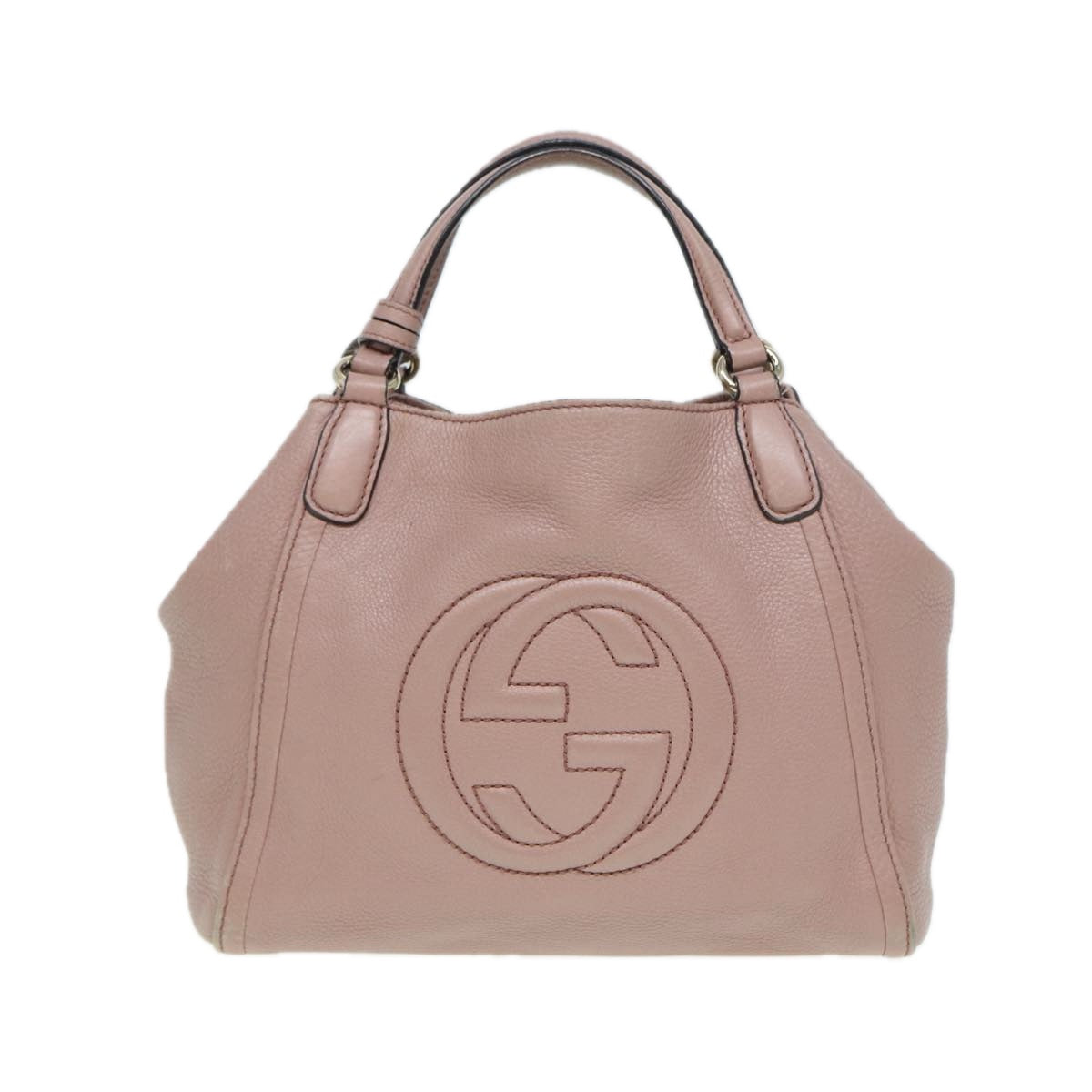 GUCCI Soho Hand Bag Leather 2way Gold Pink 336751 Auth am6760